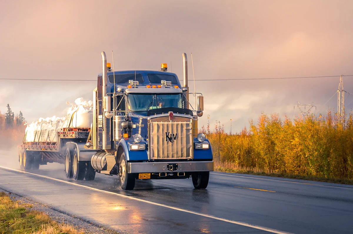 Heavy goods truck on an international highway