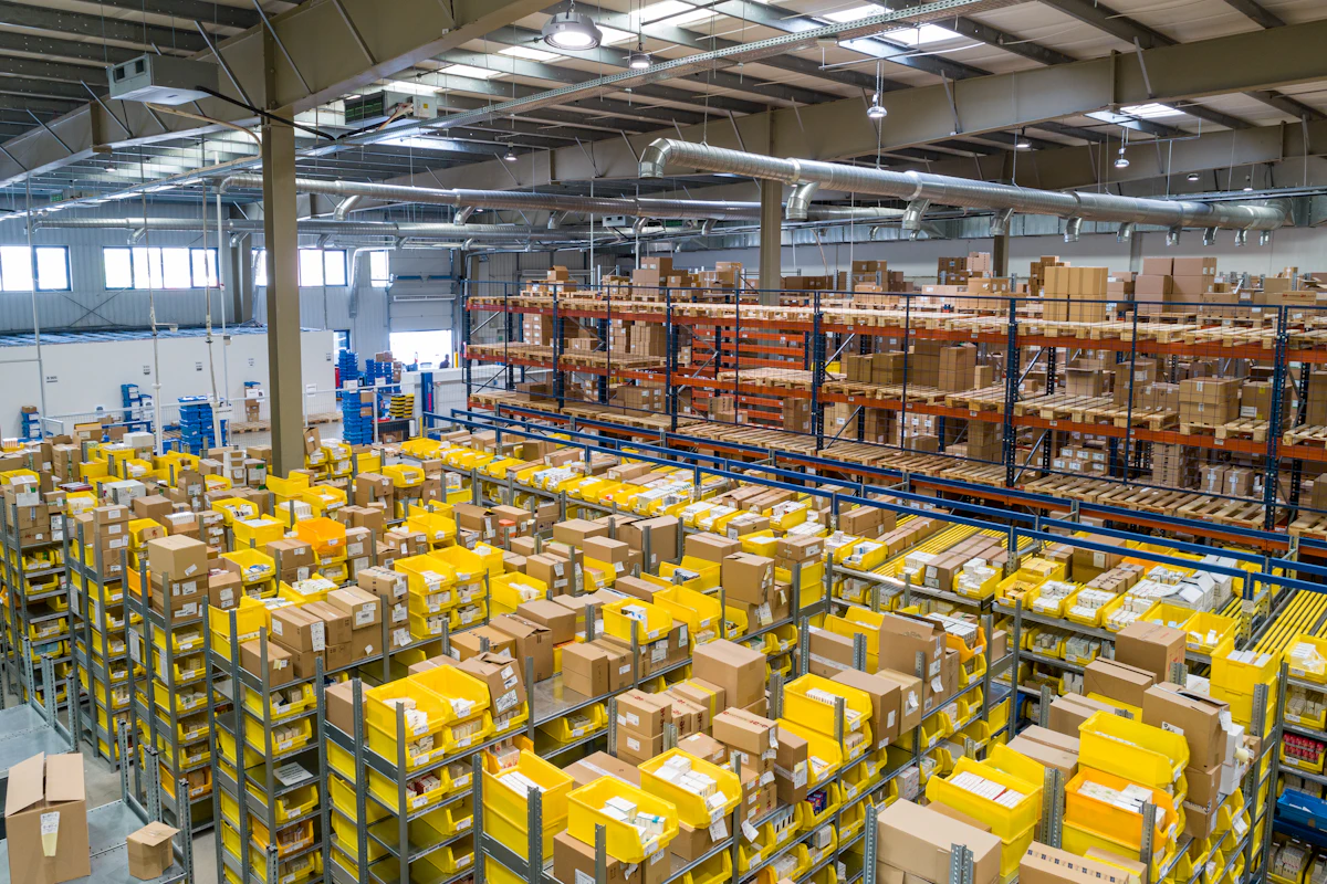 Interior of a modern distribution warehouse